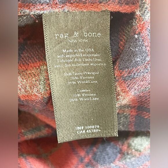 Rag & Bone Felicity Plaid Tie Waist Shirt Dress Burgundy Academia Size M - Picture 9 of 10